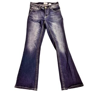 Angel Jeans Jr's Size 7 26 Blue Denim Bootcut Embellished Rhinestone‎ Jeans